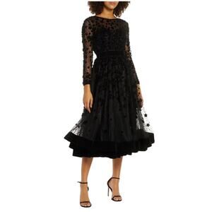 Mac Duggal 67007 Black Fit & Flare Velvet Embellished Dress Size 6 NWT $498